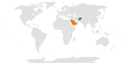 Map indicating locations of Afghanistan and Saudi Arabia