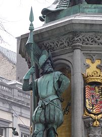 Detail van het monument voor Egmont en Horne