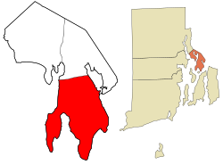 Location in Bristol County and the state of Rhode Island