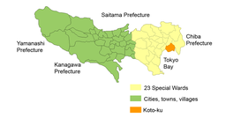 Kōtōs läge i Tokyo prefektur