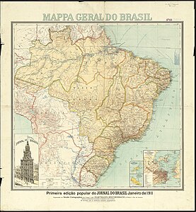 Carte du Brésil publiée dans le Jornal do Brasil en janvier 1911.