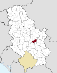 Местоположба на општината Параќин во рамките на Србија