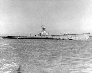 Capitaine (SS-336), probably off the coast of California, 1947.