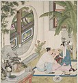 Woman wearing beizi, Domestic Scene from an Opulent Household, Qianlong period.