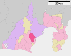 Location of Fujieda in Shizuoka Prefecture