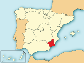Poziția regiunii Comunidad Autónoma de la Región de Murcia