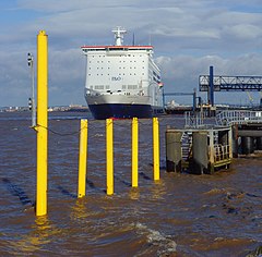 Pride of Hull dominates Hull's skyline when she is docked.