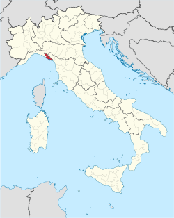 Map highlighting the location of the province of La Spezia in Italy