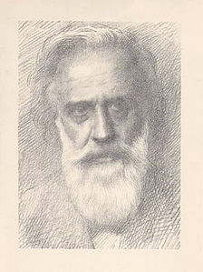 Alphonse Legros, Autoportrait (1898), lithographie[13].