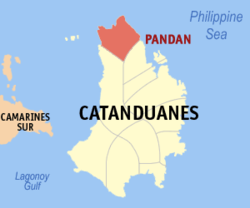 Map of Catanduanes with Pandan highlighted