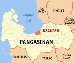 Peta Pangasinan dengan Dagupan dipaparkan