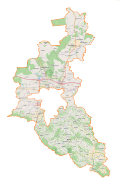 Mapa konturowa powiatu rzeszowskiego, blisko centrum na dole znajduje się punkt z opisem „Borek Stary”