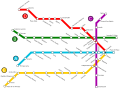 A rede em 1987, com as cores de Subterrâneos de Buenos Aires