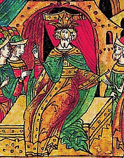 Тохтамыш на троне Золотой Орды. Отрывок из иллюстрации Лицевого летописного свода, конец XVI века