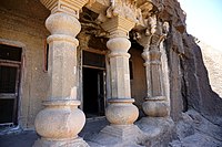 "Boxed" amalakas in the capitals outside Cave 17, Pandavleni Caves, 2nd-3rd century CE