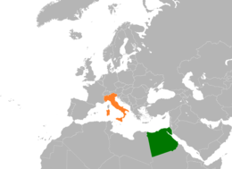 Mappa che indica l'ubicazione di Egitto e Italia