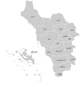 صورة لخريطة محافظة ضمد والمحافظات الأخرى في منطقة جازان