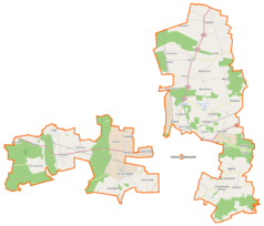 Mapa konturowa gminy wiejskiej Ostrów Wielkopolski, po lewej znajduje się punkt z opisem „Cegły”