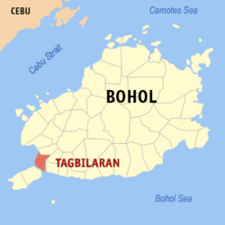 Peta Bohol dengan Tagbilaran dipaparkan