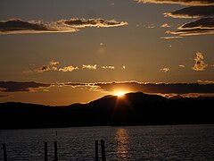 Sunset from a dock at Pine River Pond