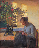 La costura de la mujer del pescador, de Anna Ancher, 1890.