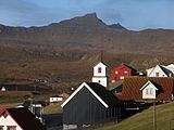 Hov with Borgaknappur in the background.