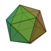 Icosaedro, figura cuyos lados son 20 triángulos equiláteros.