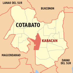 Map of Cotabato with Kabacan highlighted