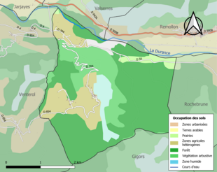 Carte en couleurs présentant l'occupation des sols.