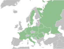 Les pays où la Gagée à spathe est présente sont colorés en vert.