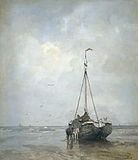 Jacob Maris: Segelschiff am Strand von Schevening, Rijksmuseum Amsterdam