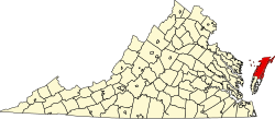 Karte von Accomack County innerhalb von Virginia