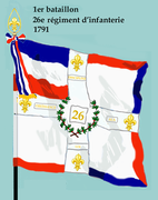 Drapeau du 1er bataillon du 26e régiment d'infanterie de ligne de 1791 à 1793