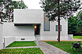 A front view of the remaking of Gropius's house in Dessau (1925--1926). It was destroyed during World War II.