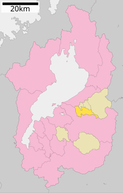 Location of Aishō in Shiga Prefecture