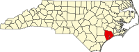 Map of North Carolina highlighting Onslow County