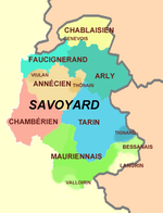 Carte des dialectes locaux en Savoie et en Haute-Savoie