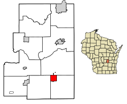 Location of Markesan in Green Lake County, Wisconsin.
