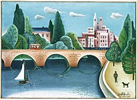 Adolf Hoffmeister, Landscape with Bridge, 1922