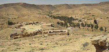 Panorámica de Ksar Hallouf, Túnez.