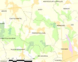 Mapa obce Frières-Faillouël