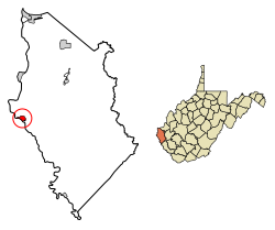 Location of Fort Gay in Wayne County, West Virginia.