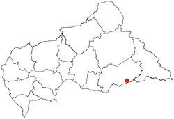 中央アフリカ共和国におけるラファイの位置の位置図