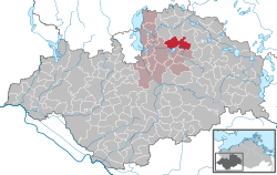 Elhelyezkedése Mecklenburg-Elő-Pomeránia térképén