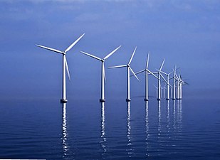 Den havsbaserade Middelgrunden vindmöllepark i Öresund utanför Köpenhamn.