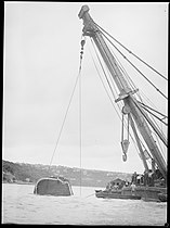 Raising Rodney from the harbour floor, 15 February 1938