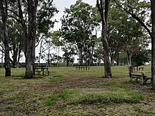 More picnic benches at Upper George Maunder lookout area