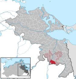 Elhelyezkedése Mecklenburg-Elő-Pomeránia térképén