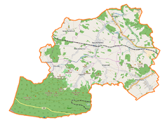 Mapa konturowa gminy Stara Kamienica, w centrum znajduje się punkt z opisem „Kopaniec”