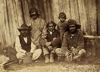 Aborigines im Loddon Aboriginal Protectorate von Edward Stone Parker, Mount Franklin, Franklinford, Victoria, um 1858